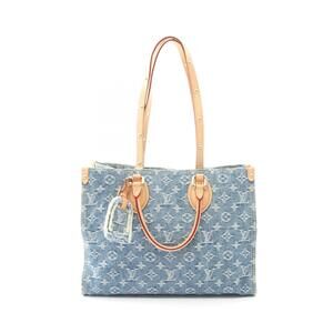 Louis Vuitton On the Go LV Remix Monogram Denim Tote Bag Leather Blue